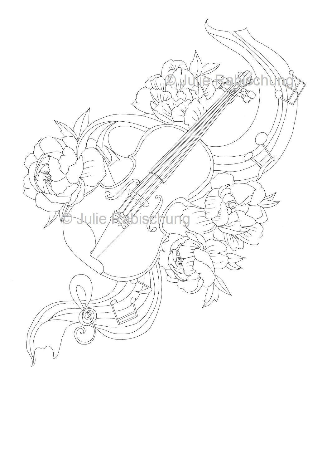 109 Violin Coloring Pages Printable 65