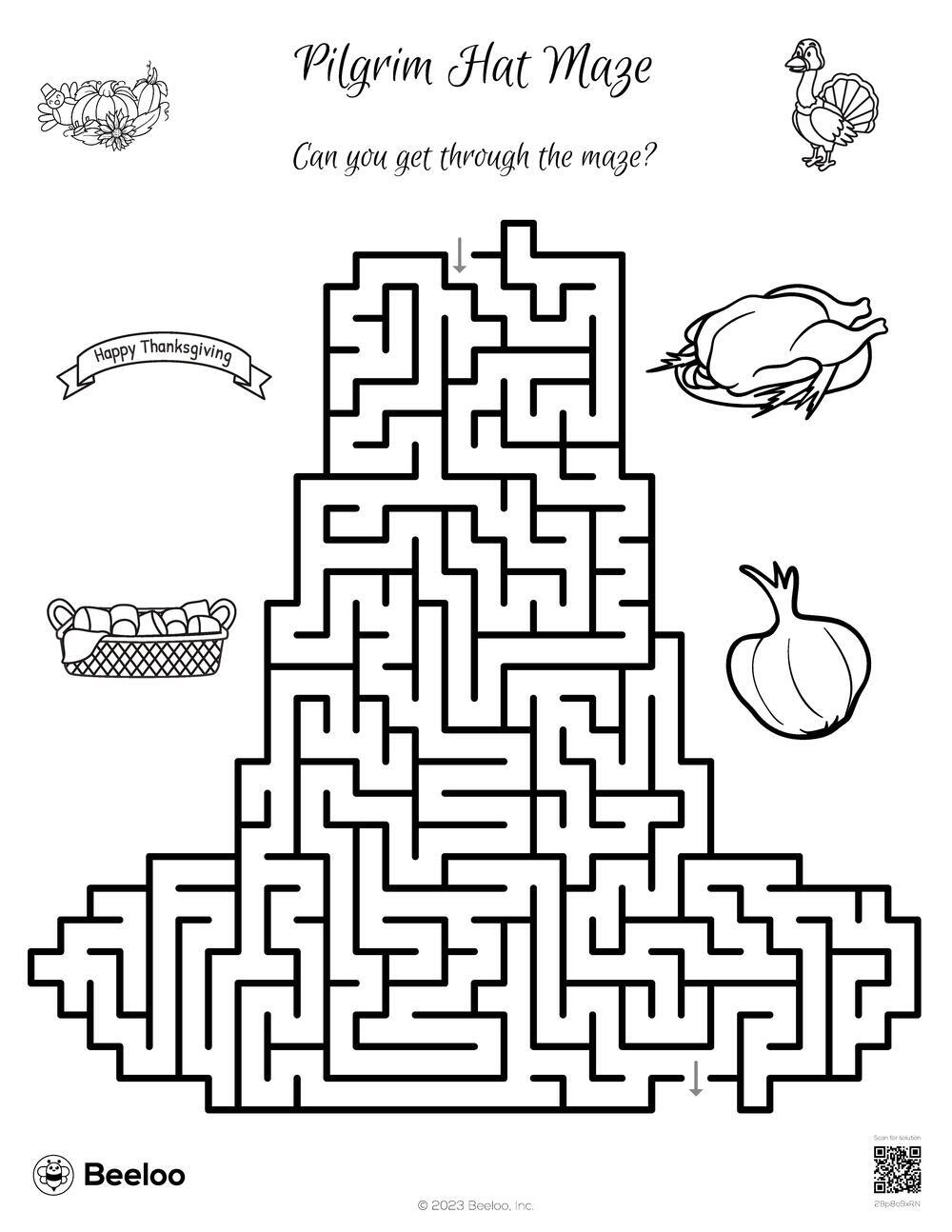 141 Challenging Thanksgiving Mazes Printable 112