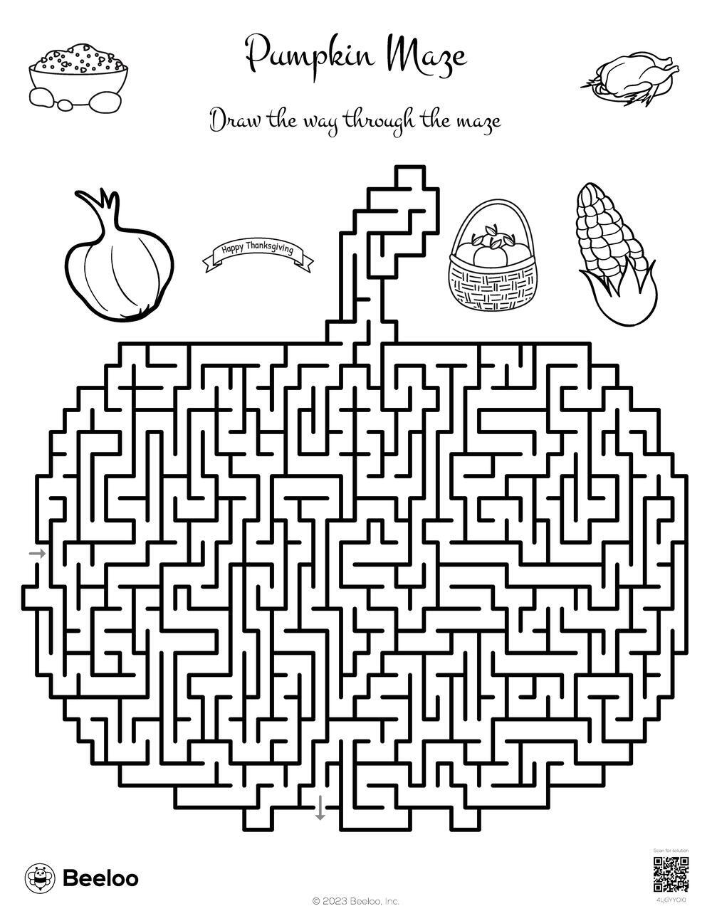 141 Challenging Thanksgiving Mazes Printable 113