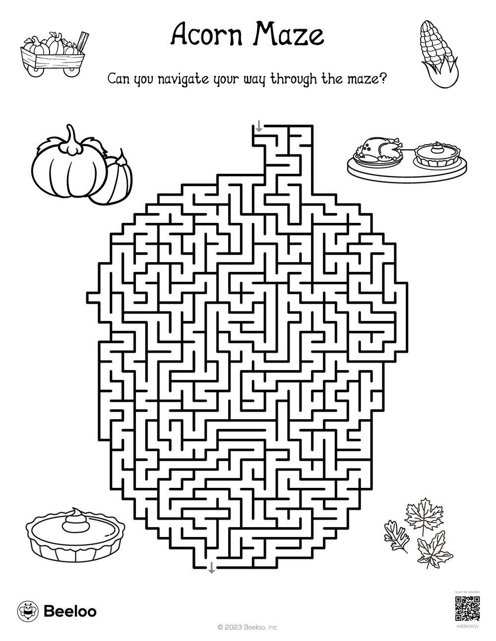 141 Challenging Thanksgiving Mazes Printable 114