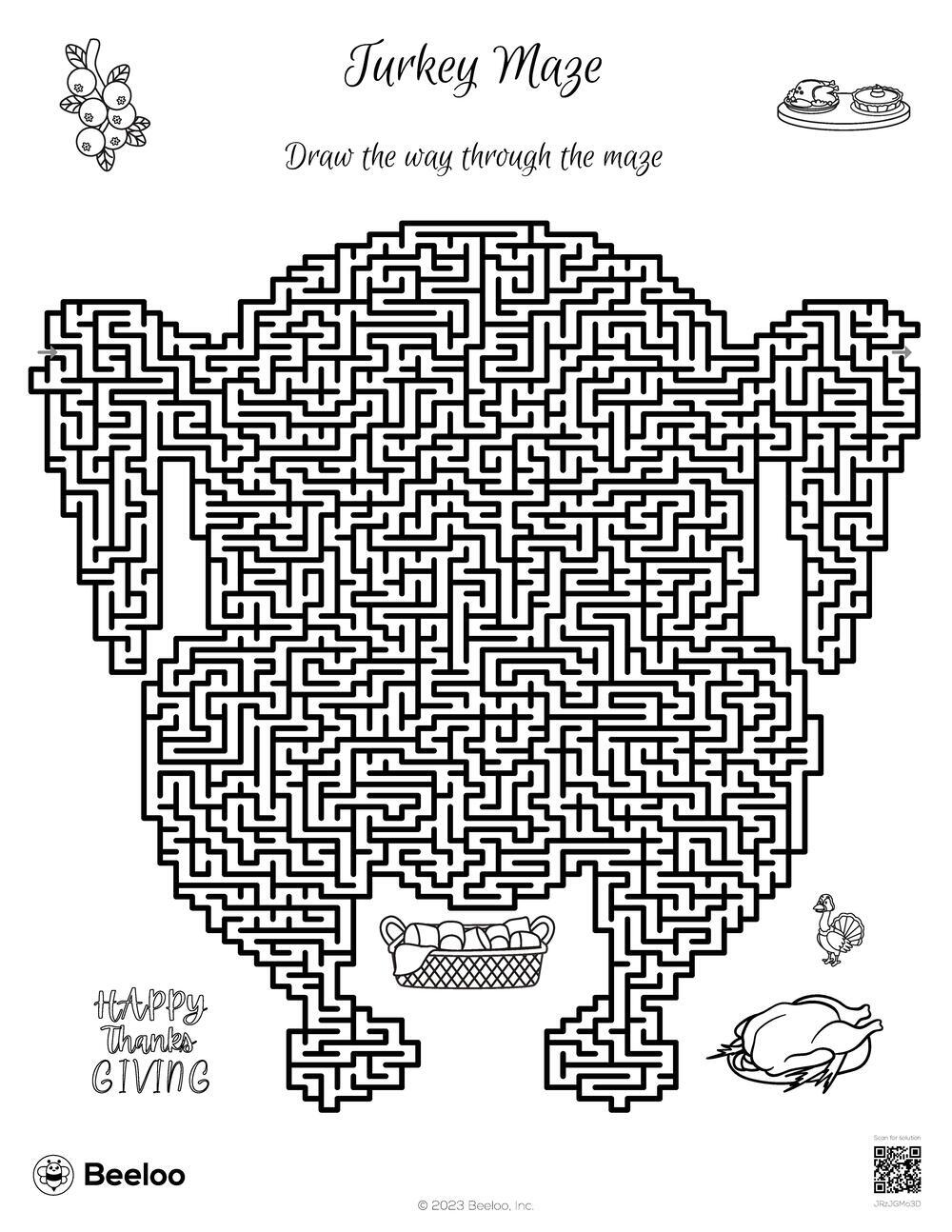 141 Challenging Thanksgiving Mazes Printable 118