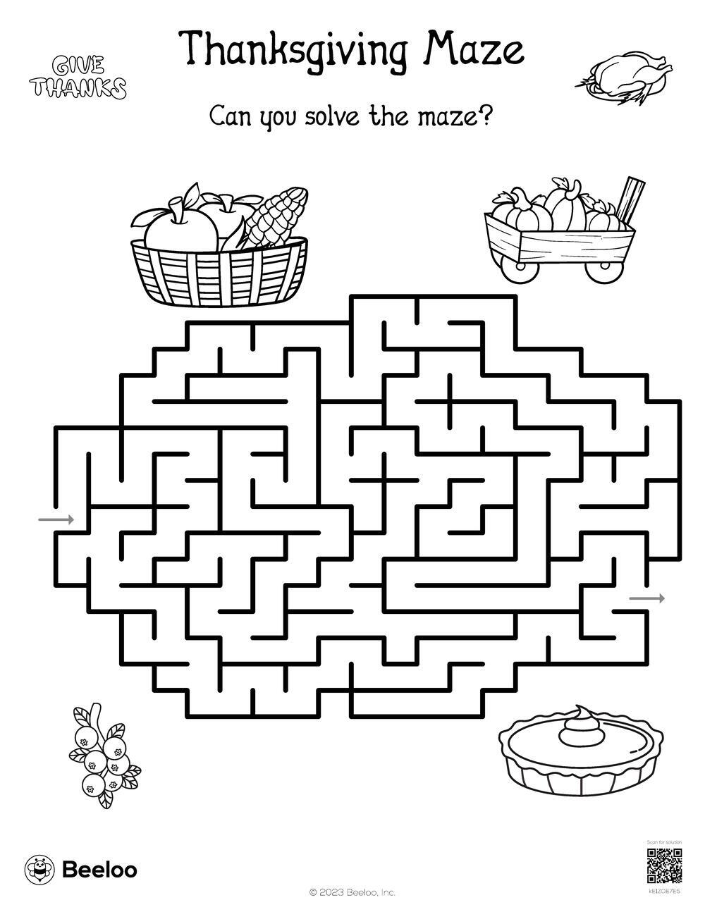 141 Challenging Thanksgiving Mazes Printable 127