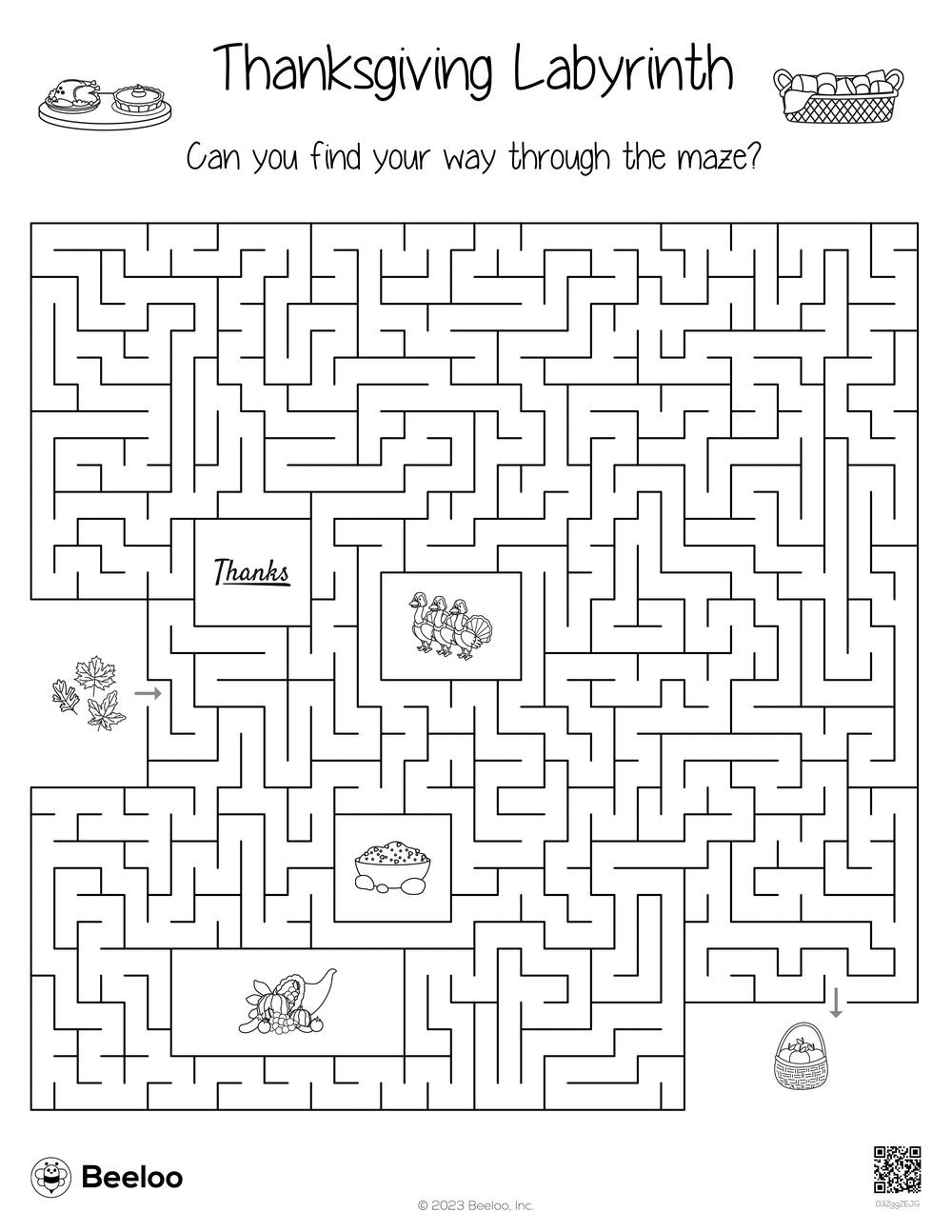 141 Challenging Thanksgiving Mazes Printable 128