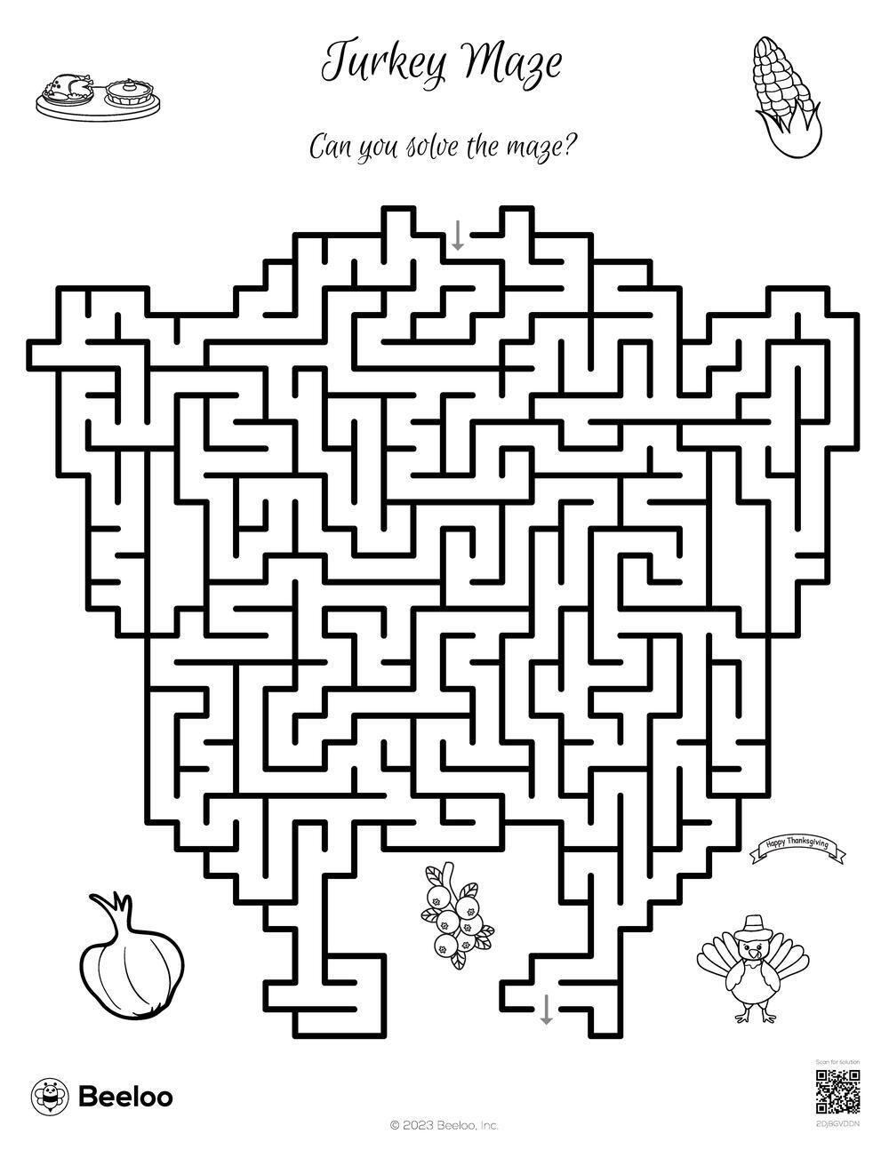 141 Challenging Thanksgiving Mazes Printable 131