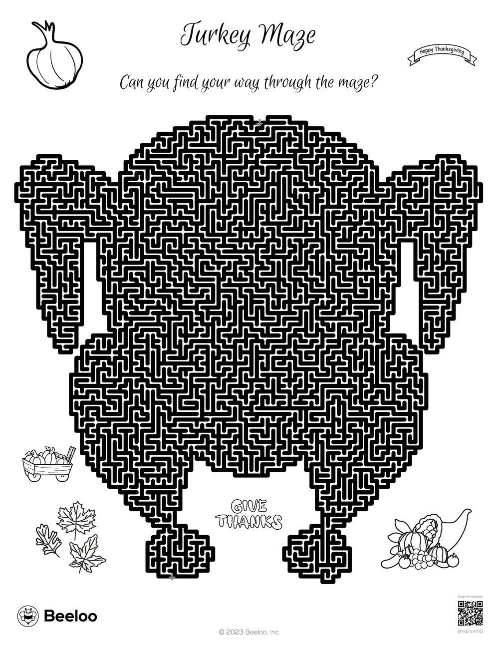 141 Challenging Thanksgiving Mazes Printable 136