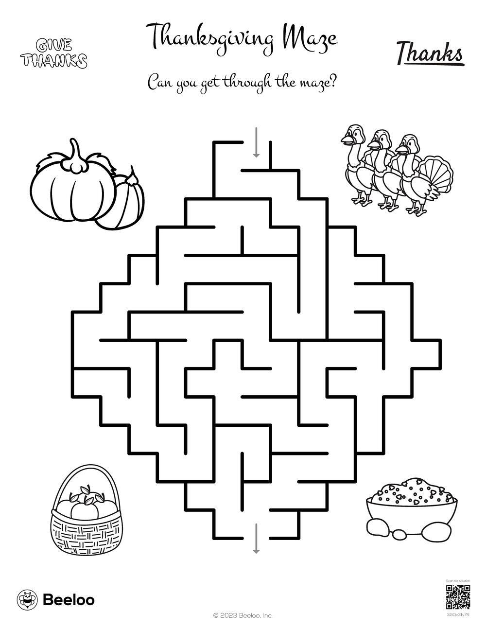 141 Challenging Thanksgiving Mazes Printable 2