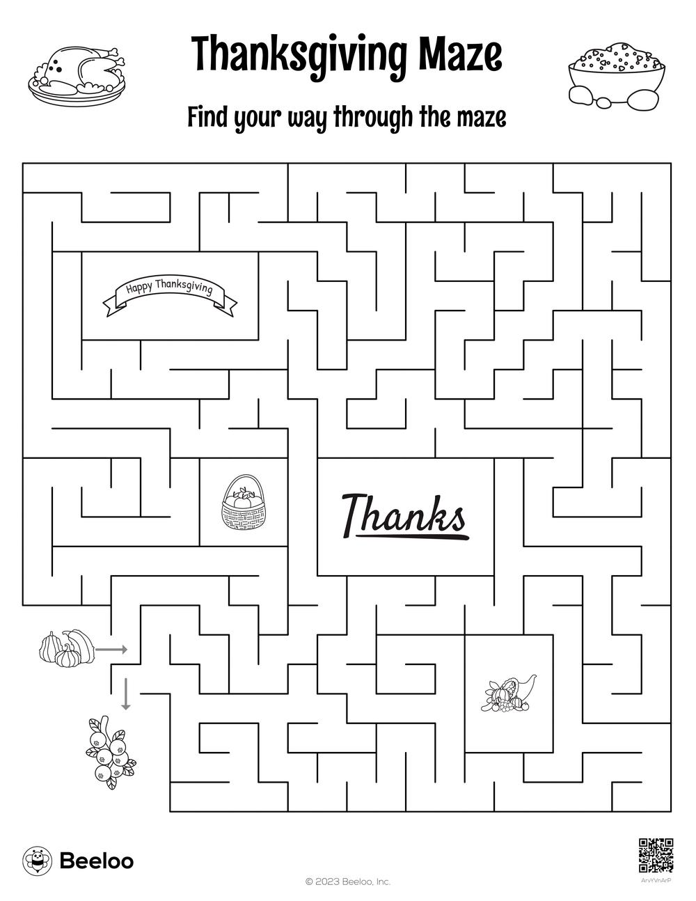 141 Challenging Thanksgiving Mazes Printable 35