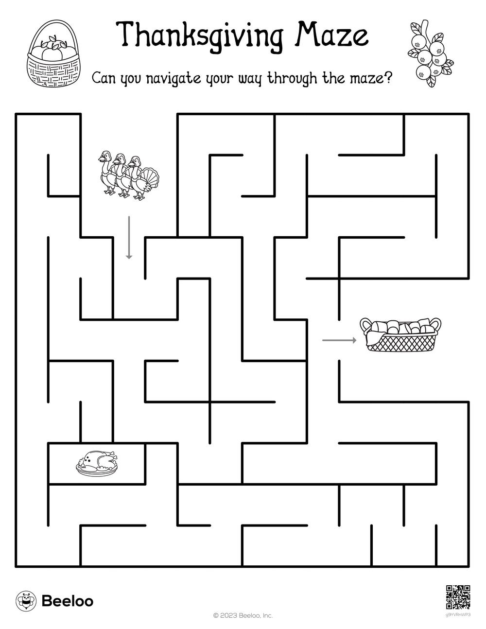 141 Challenging Thanksgiving Mazes Printable 36