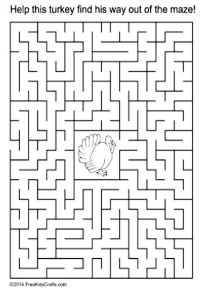 141 Challenging Thanksgiving Mazes Printable 37