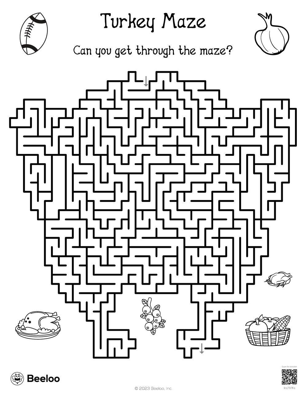 141 Challenging Thanksgiving Mazes Printable 40