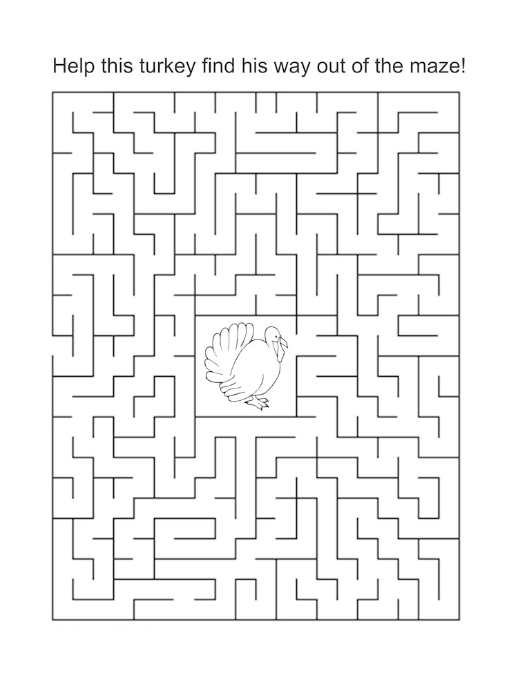 141 Challenging Thanksgiving Mazes Printable 66