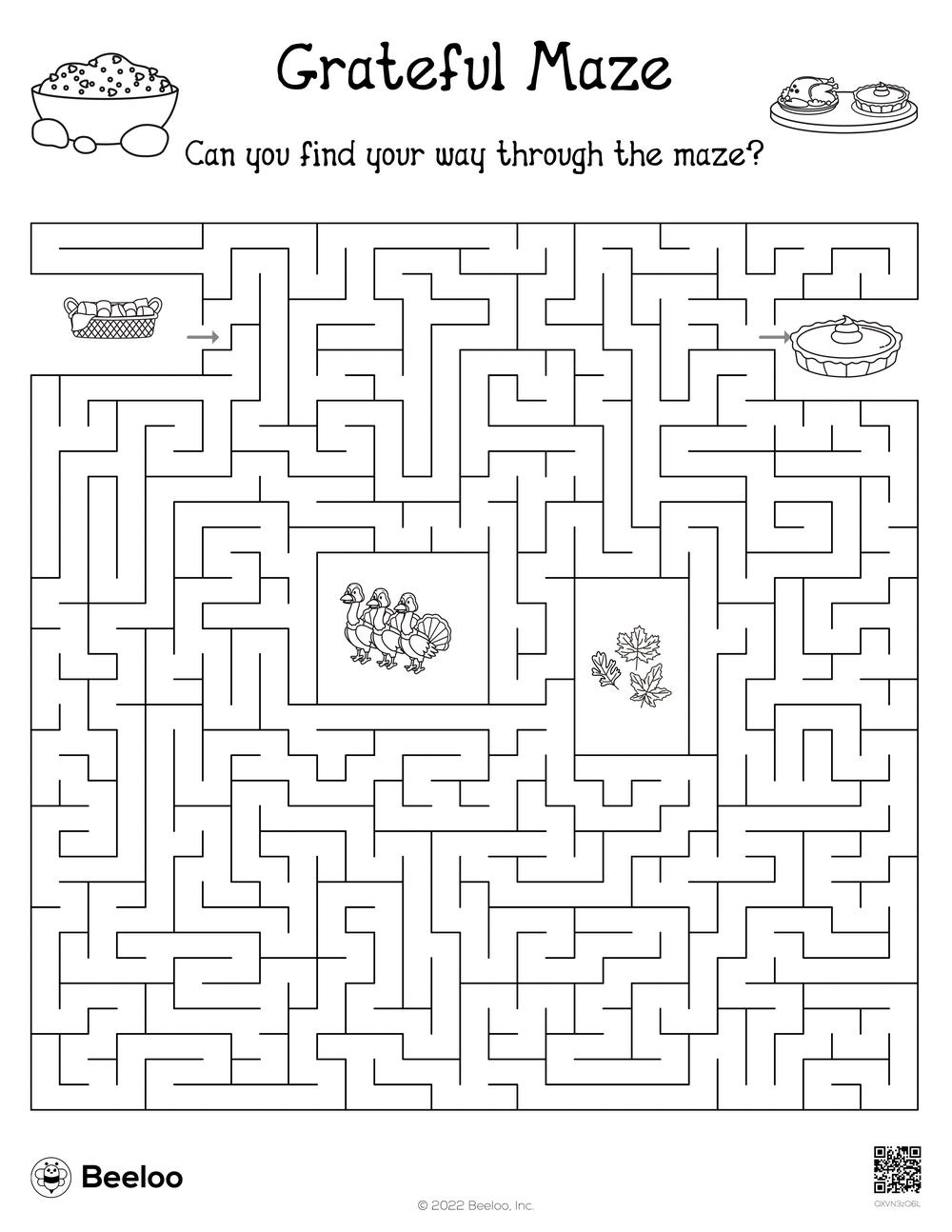 141 Challenging Thanksgiving Mazes Printable 7