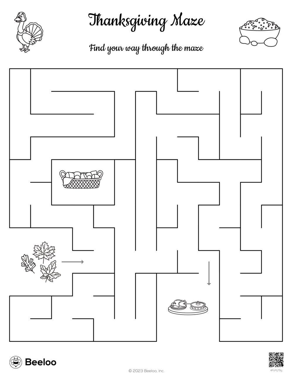 141 Challenging Thanksgiving Mazes Printable 71