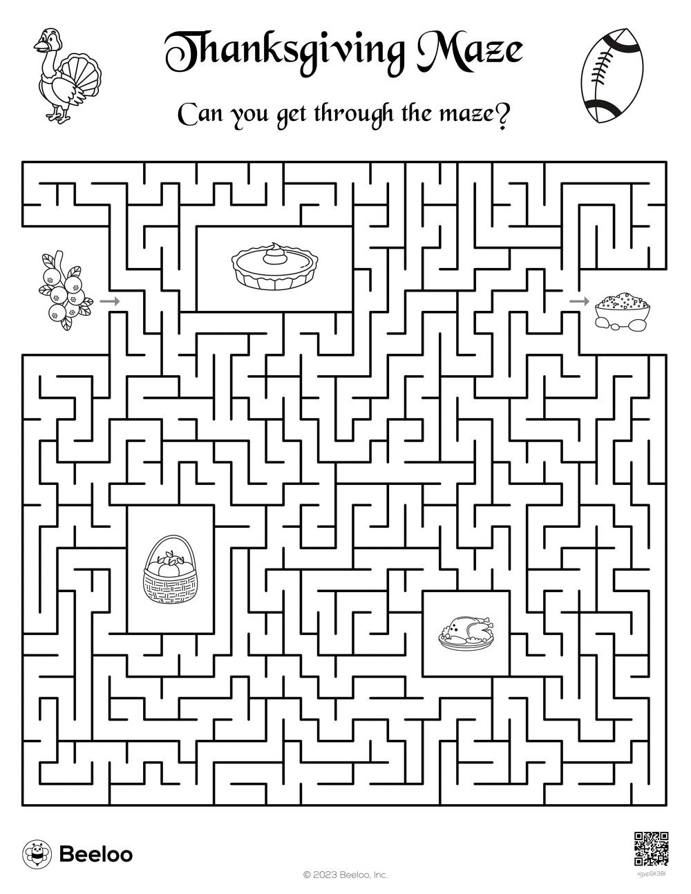 141 Challenging Thanksgiving Mazes Printable 77