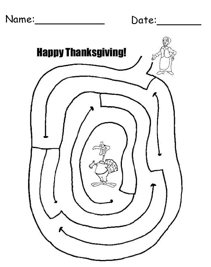 141 Challenging Thanksgiving Mazes Printable 96