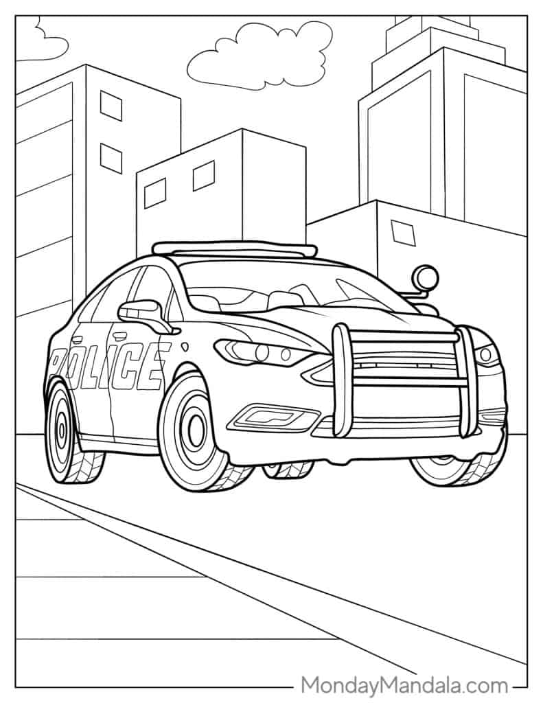 31 Exciting Police Car Coloring Pages Printable 3