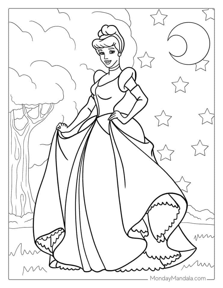 38 Elegant Cinderella Coloring Pages Printable 2