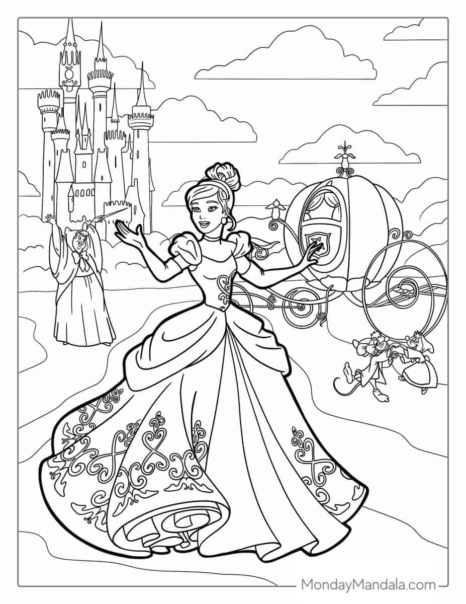 38 Elegant Cinderella Coloring Pages Printable 26