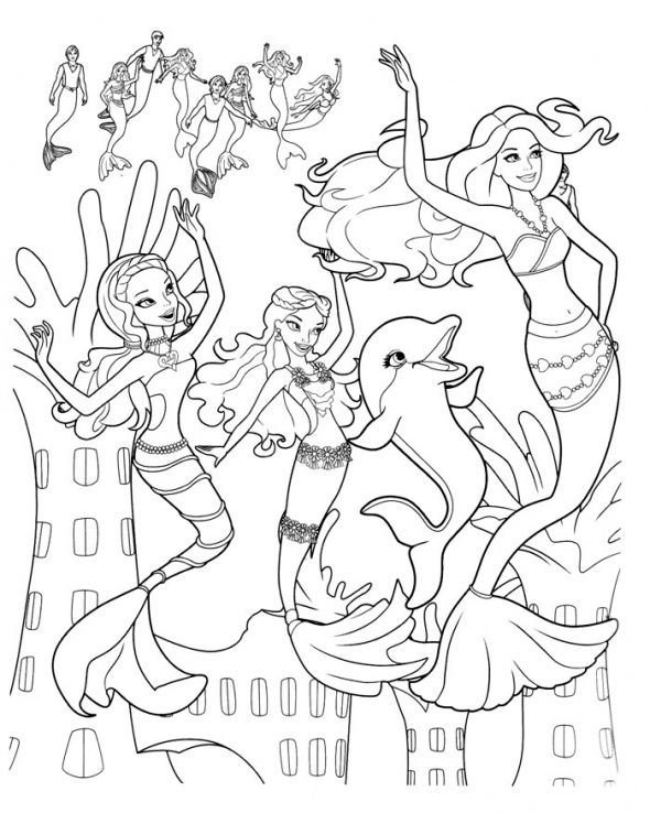 84 Barbie Mermaid Coloring Pages Printable 9