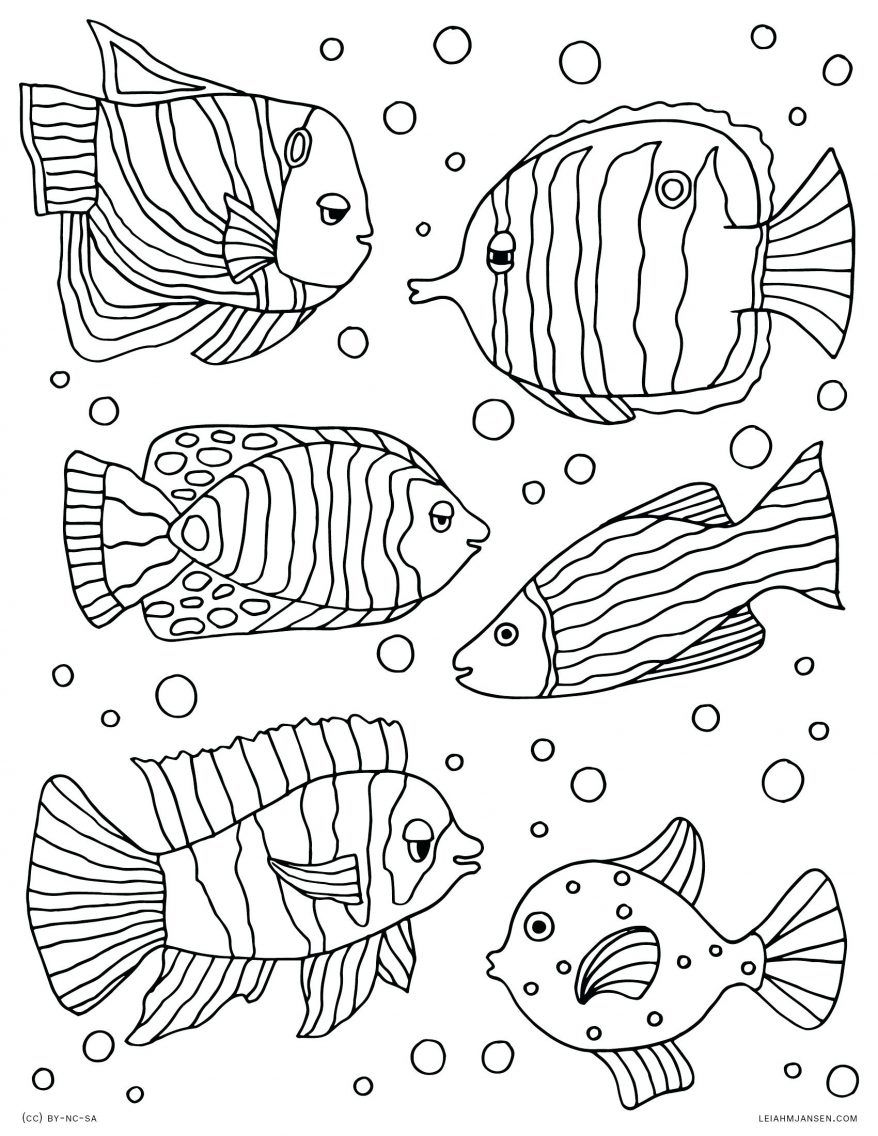 Colorful Fish Coloring Pages Printable 1