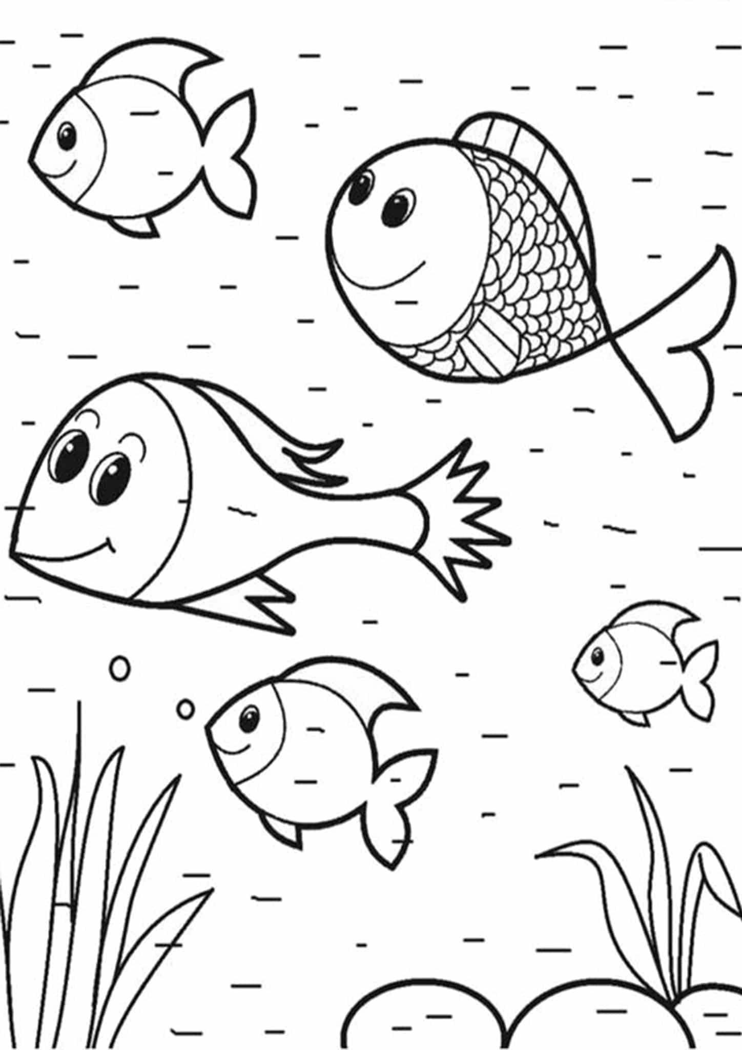 Colorful Fish Coloring Pages Printable 2