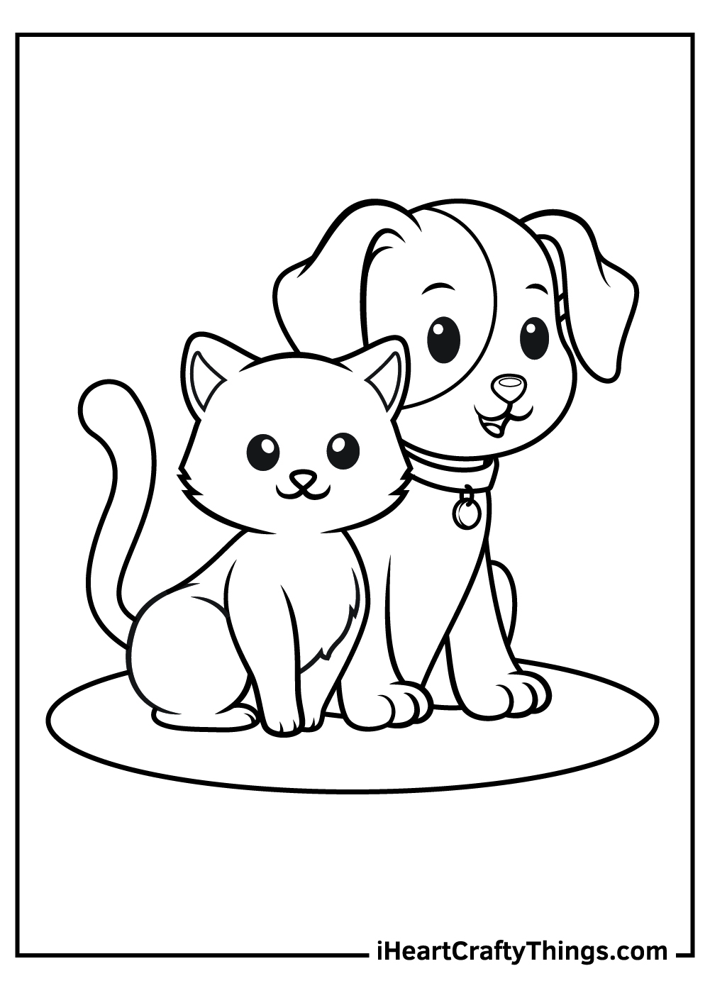 Dog And Cat Coloring Pages Printable Friends 1