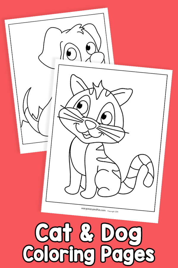 Dog And Cat Coloring Pages Printable Friends 10