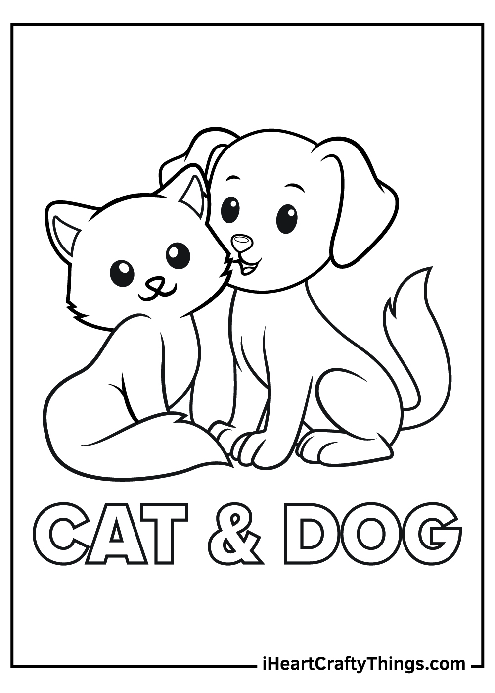 Dog And Cat Coloring Pages Printable Friends 25