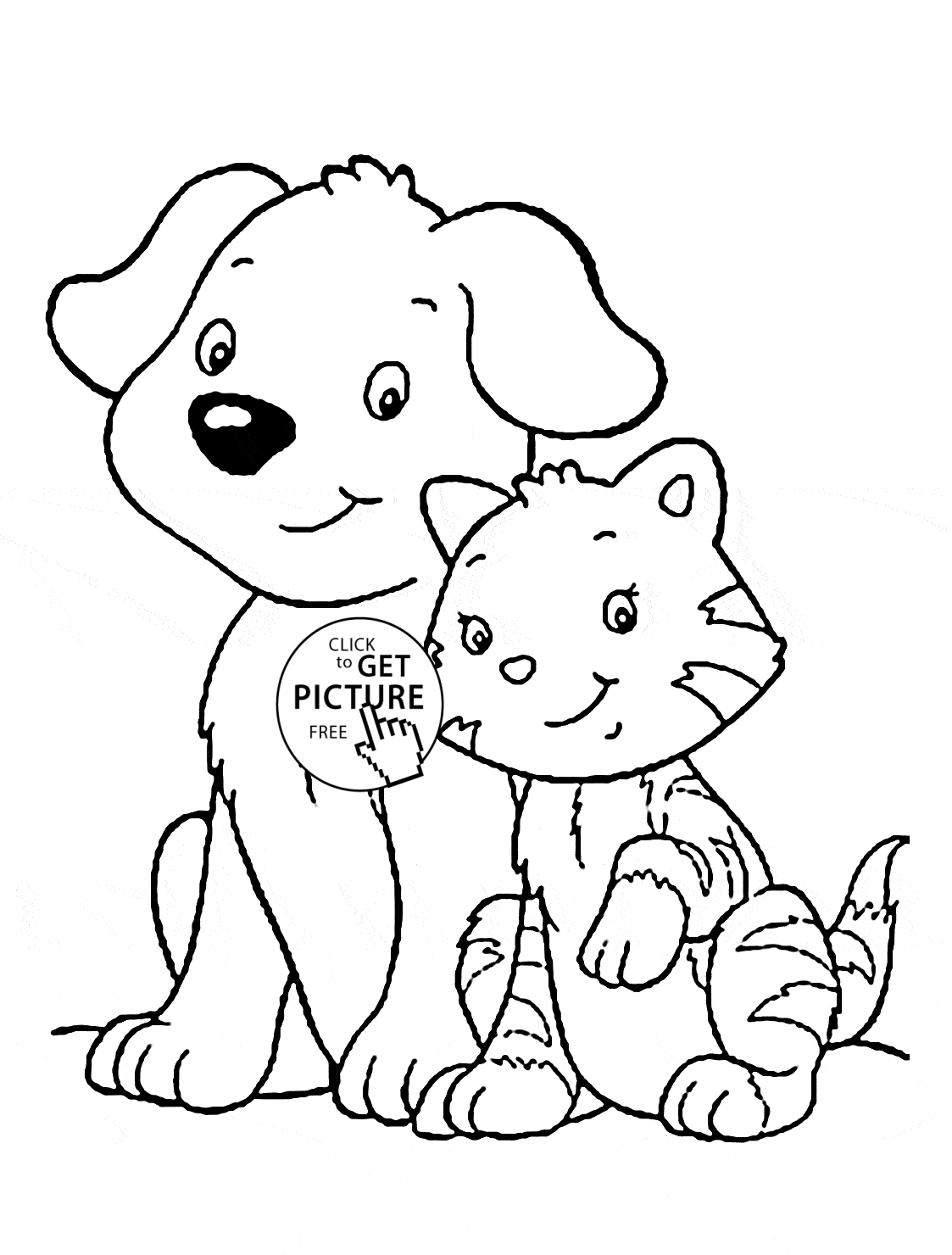 Dog And Cat Coloring Pages Printable Friends 26