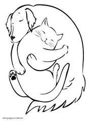 Dog And Cat Coloring Pages Printable Friends 28