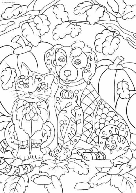 Dog And Cat Coloring Pages Printable Friends 29