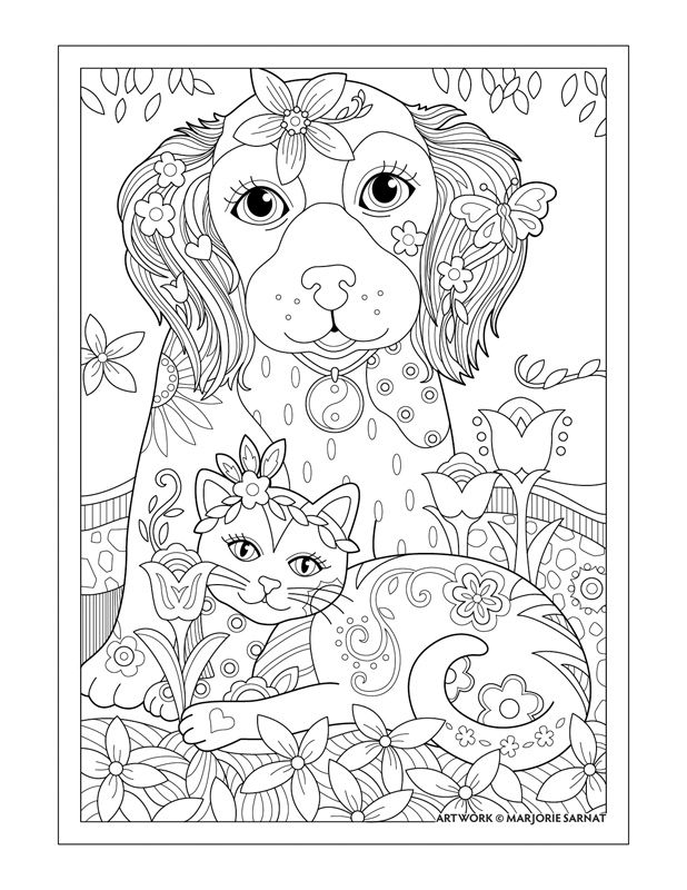 Dog And Cat Coloring Pages Printable Friends 30