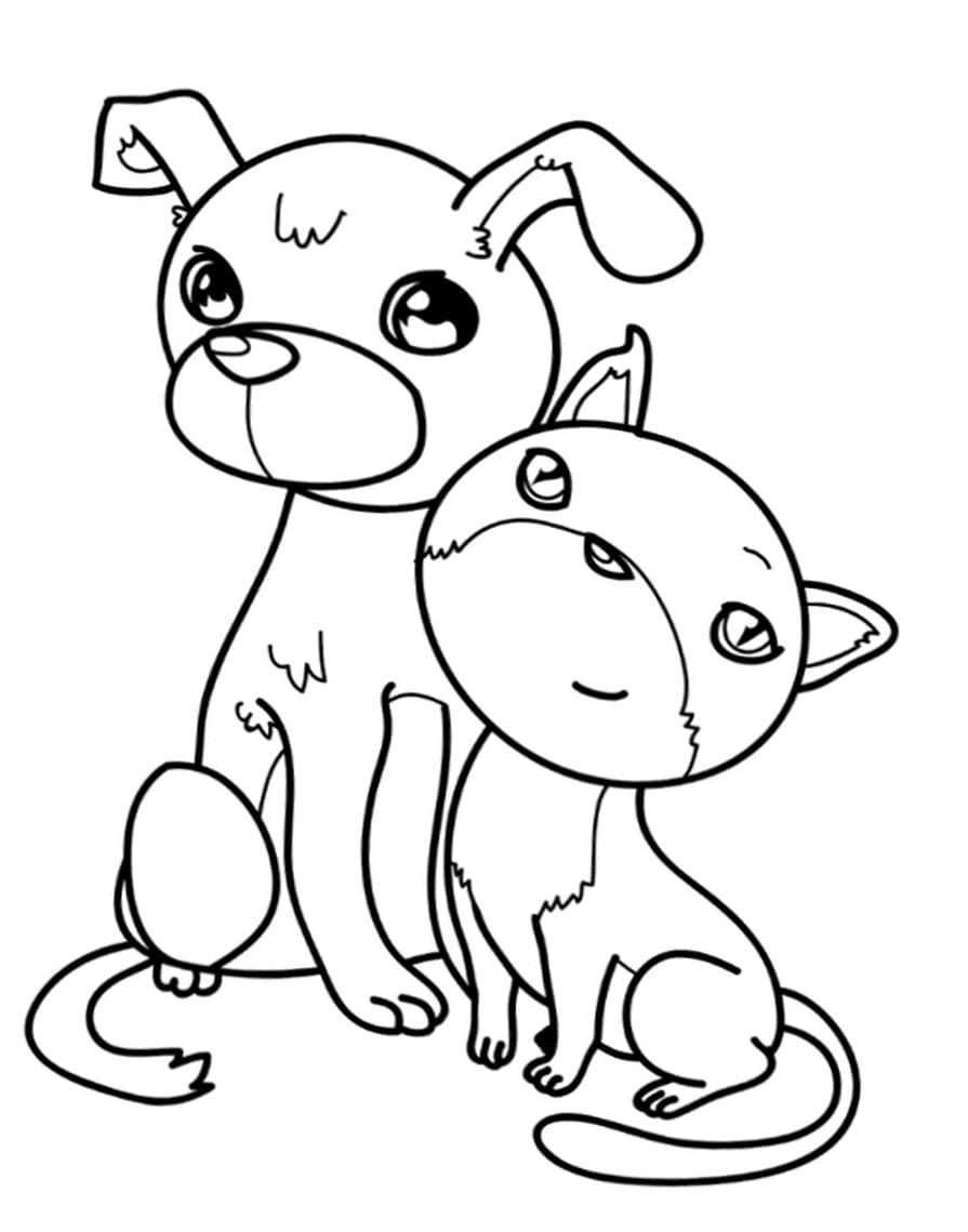 Dog And Cat Coloring Pages Printable Friends 31