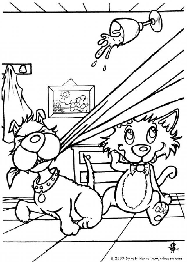 Dog And Cat Coloring Pages Printable Friends 33