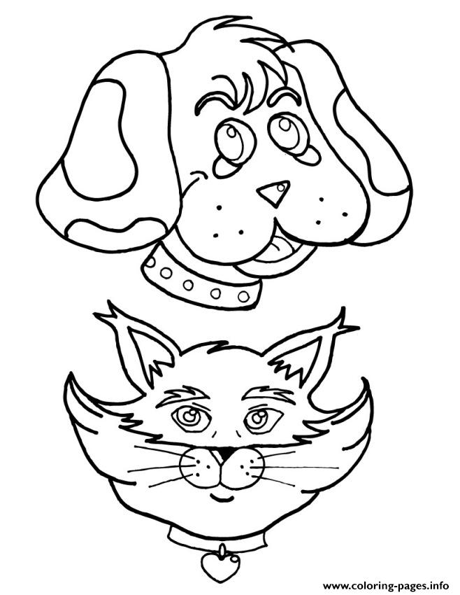 Dog And Cat Coloring Pages Printable Friends 34