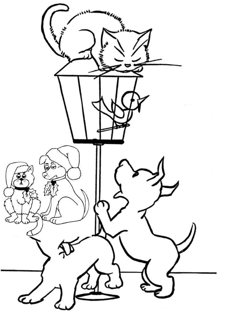 Dog And Cat Coloring Pages Printable Friends 6