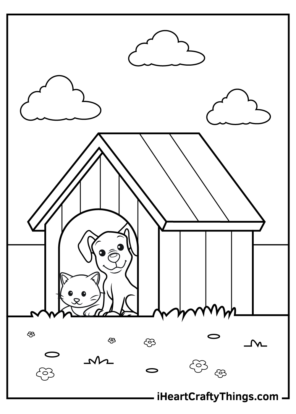 Dog And Cat Coloring Pages Printable Friends 7