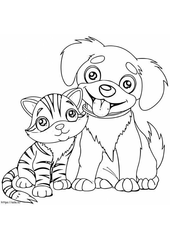 Dog And Cat Coloring Pages Printable Friends 9