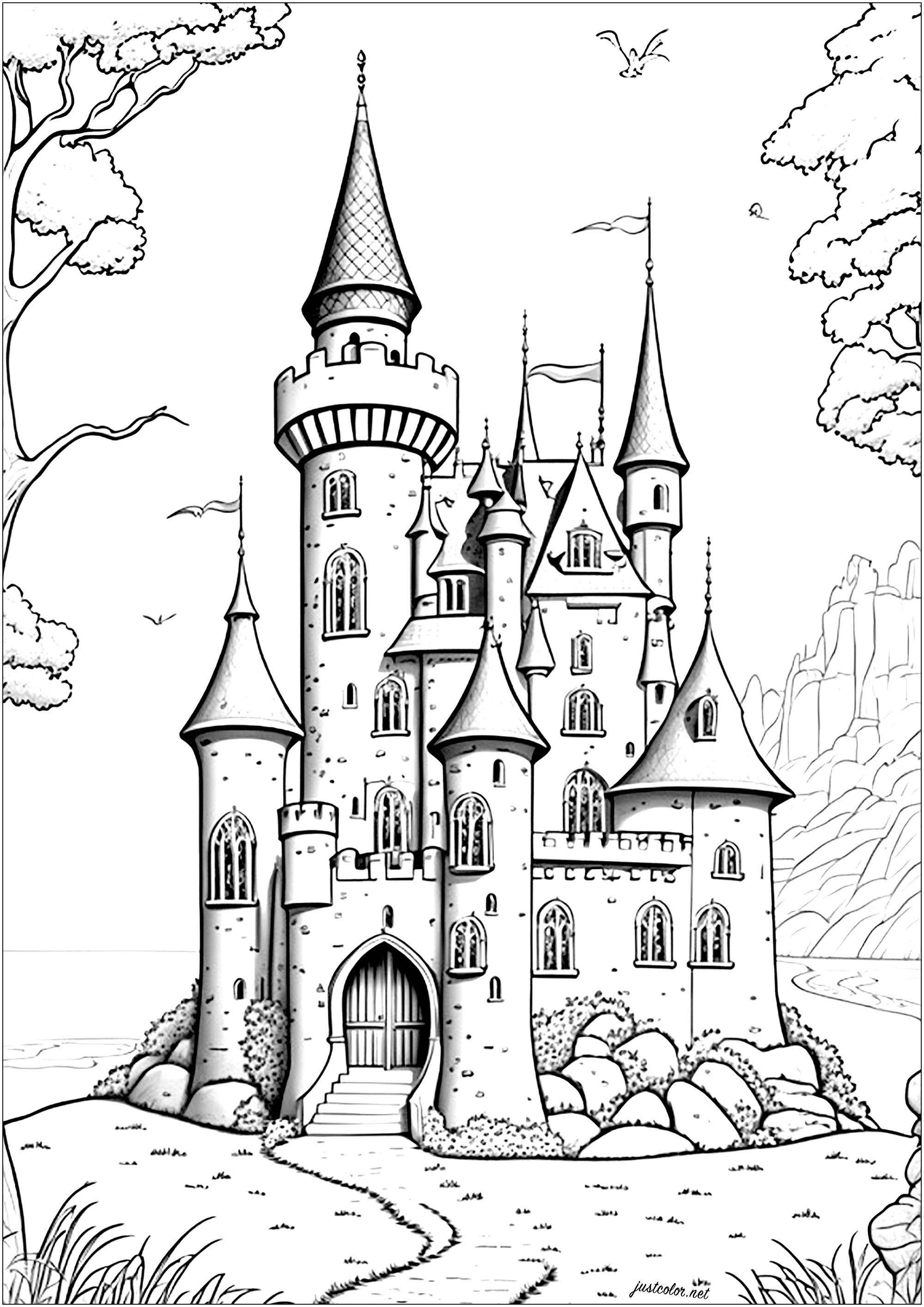 Enchanting Castle Coloring Pages Printable 2