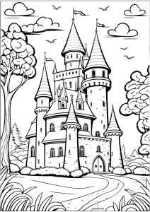 Enchanting Castle Coloring Pages Printable 9