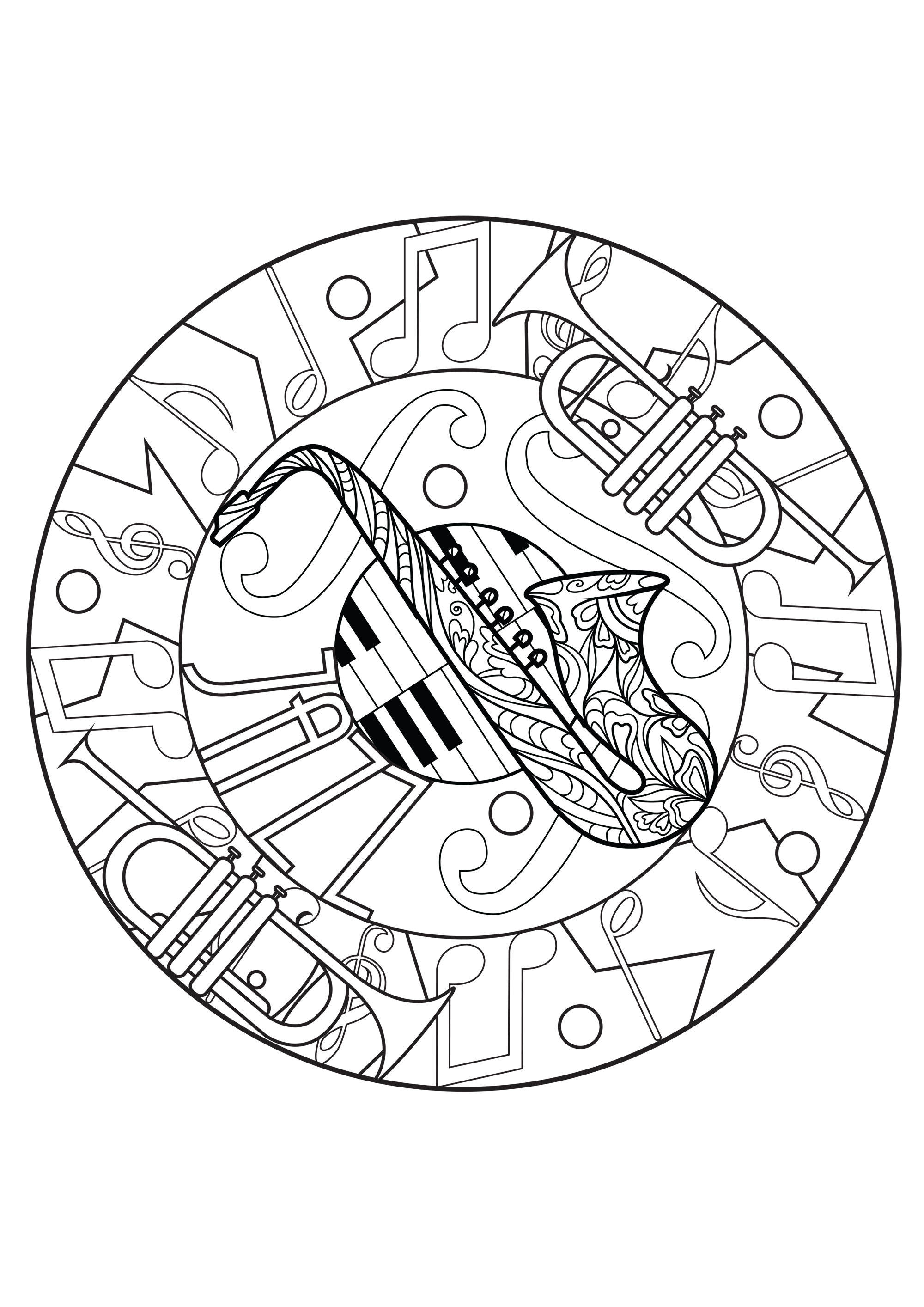 Harmonious Music Coloring Pages Printable 1