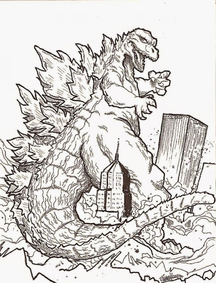 monstrous godzilla coloring pages printable jpg