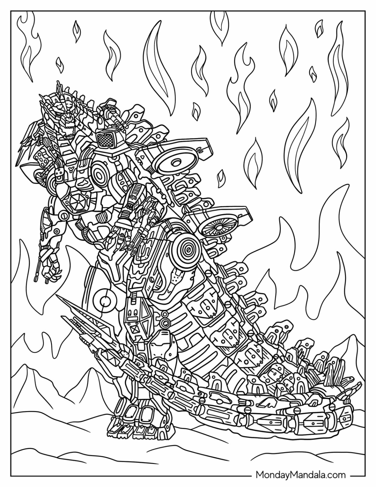 Monstrous Godzilla Coloring Pages Printable 15