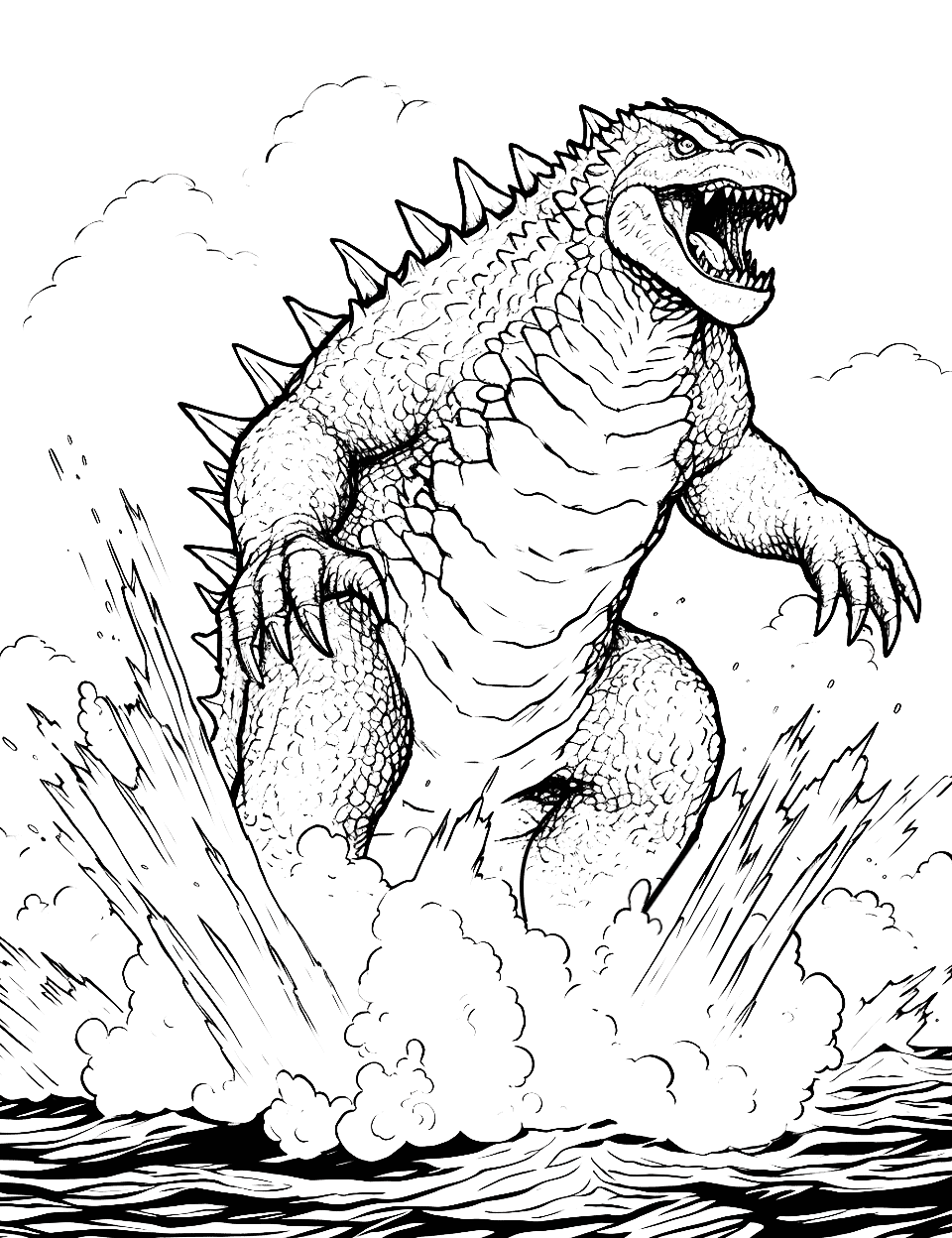 Monstrous Godzilla Coloring Pages Printable 27