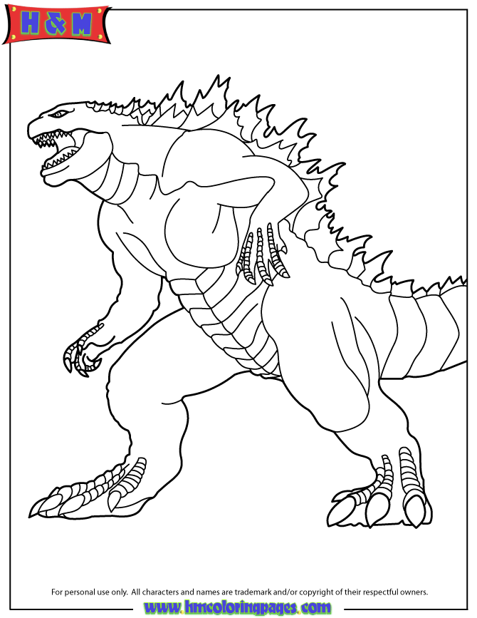 Monstrous Godzilla Coloring Pages Printable 3