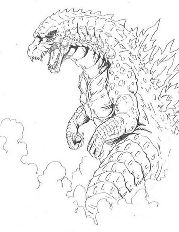 Monstrous Godzilla Coloring Pages Printable 30