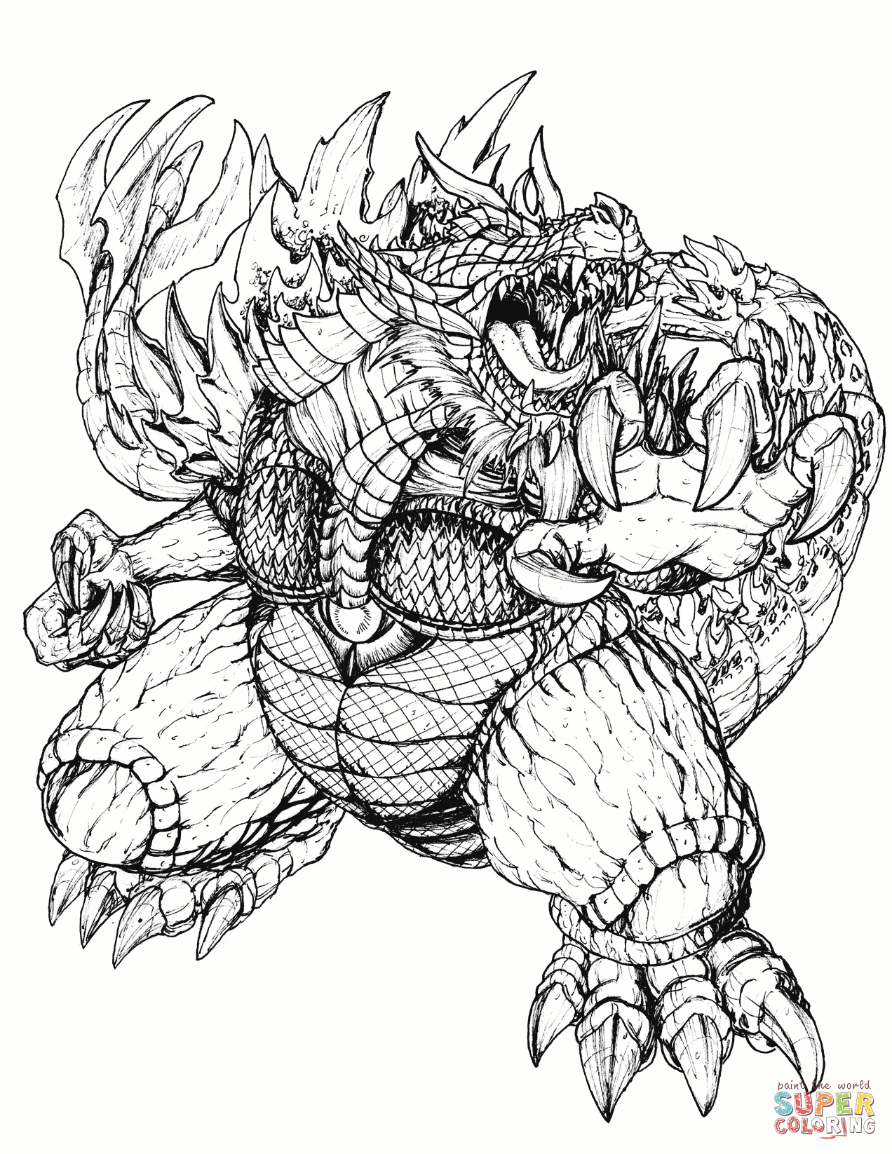 Monstrous Godzilla Coloring Pages Printable 31