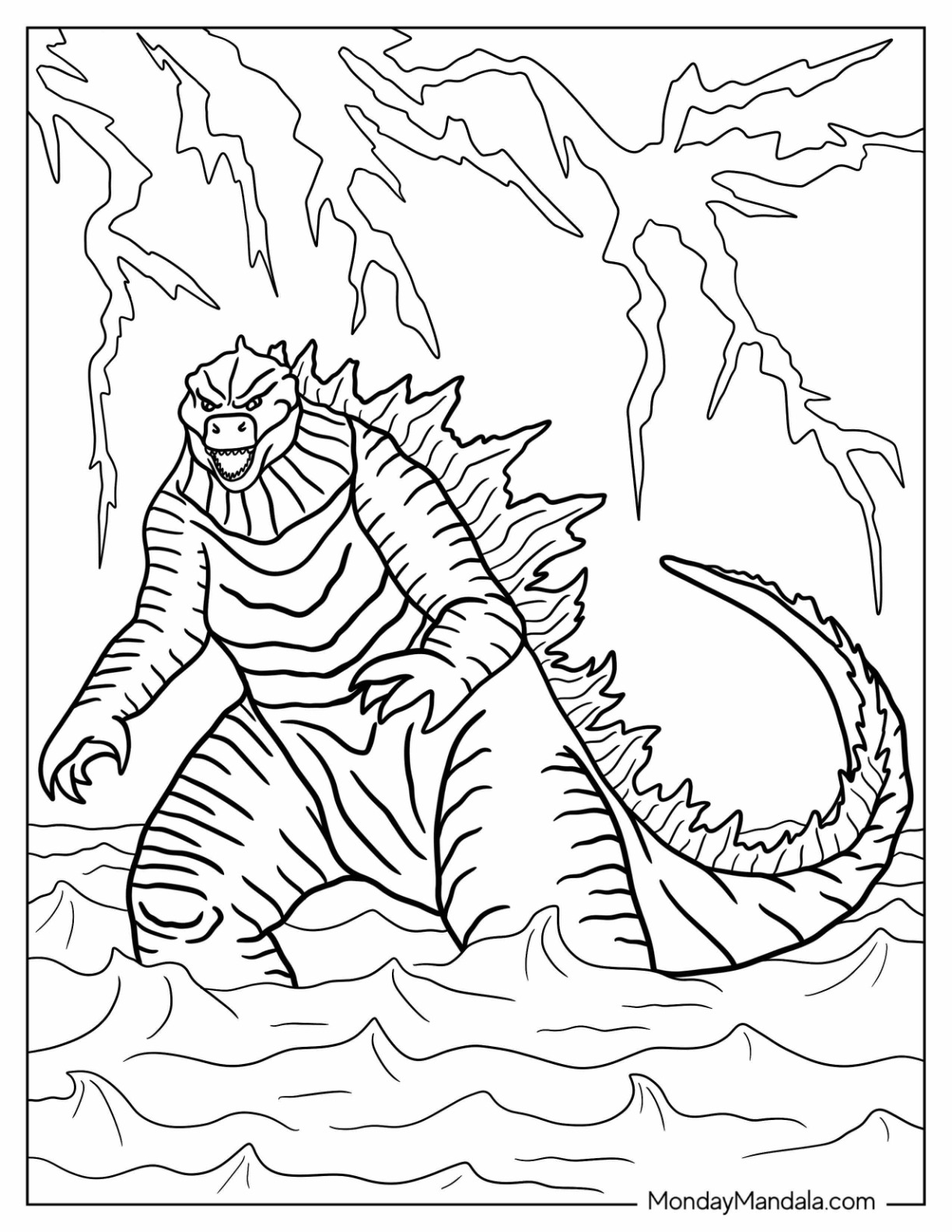 Monstrous Godzilla Coloring Pages Printable 34