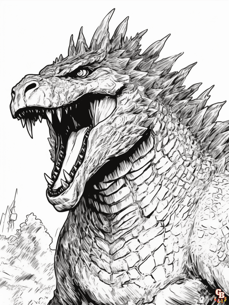 Monstrous Godzilla Coloring Pages Printable 9