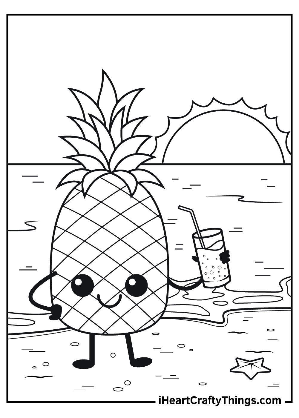 Tropical Pineapple Coloring Pages Printable 10